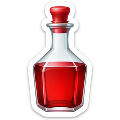dnd item icon, red health potion squared shape bottle front view sticker