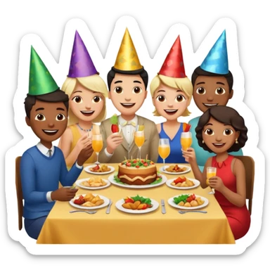people having dinner sticker