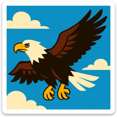 an American bald eagle soaring, vibrant colors sticker