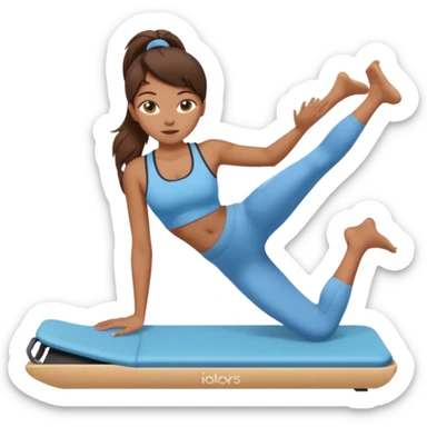 A tanned girl with brunette hair in her 20’s doing Pilates sticker
