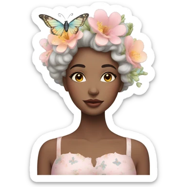 Gorgeous pastel lady with flowers and butterflies sticker