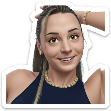 smiling girl with jewelry sticker