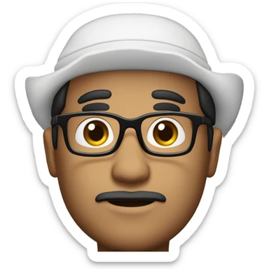 Man with glasses, dark hair, no facial hair, wearing colonial tricorne hat sticker