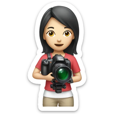 asian girl with video camera sticker