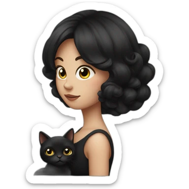 White dark haired pregnant women with Black cat sticker