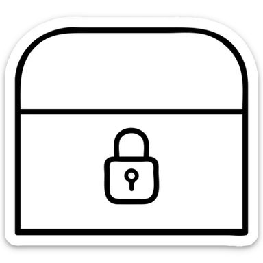 absolute bare minimum chest outline in red, extremely sparse and minimal, with just one tiny added detail - a small red keyhole or lock sticker