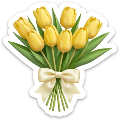 pastel yellow tulip bouquet with bow sticker