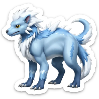 Icy scarf-covered glacial glistening glossy smooth soft flaky scaly furry hyper-realistic boreal Manectric-Absol-Luxray-Sergal-Fakémon-fusion-animal-creature, full body  sticker