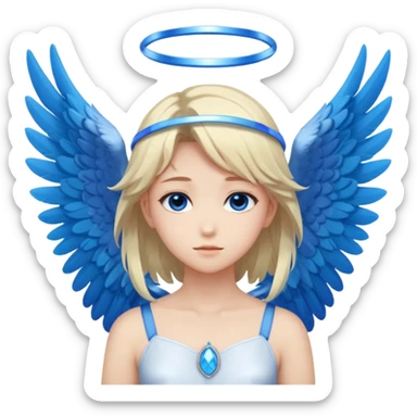 anime style angel with a blue halo and blue wings sticker