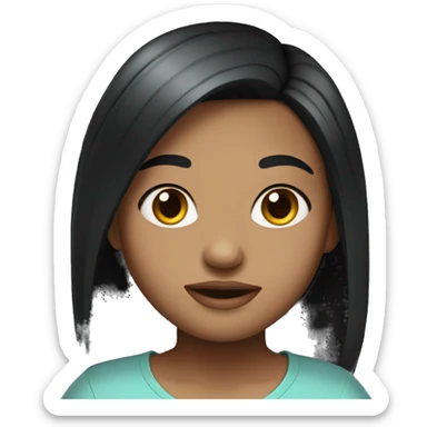 Just a cute looking girl with black a hair and fair skin sticker