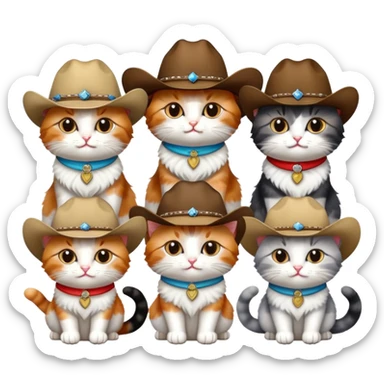 group of cats wearing cowboy hats sticker