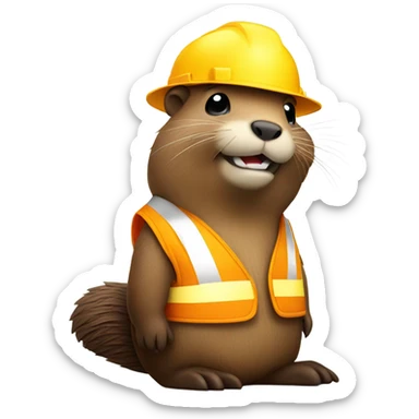 Beaver with a construction hat sticker
