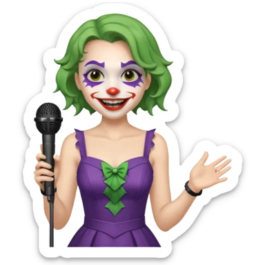 joker with dress, microphone, singing sticker