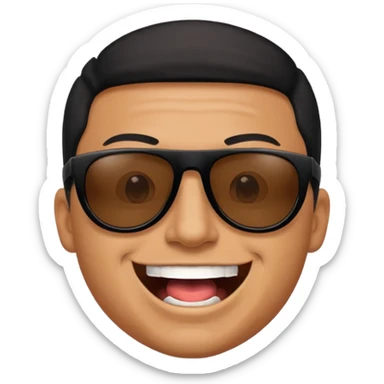 a bold man with black sunglasses and his mouth opened sticker