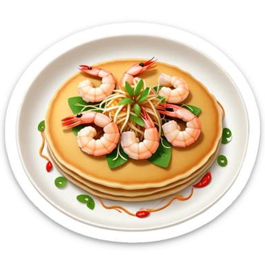 Cinematic Realistic B√°nh x√®o Dish Emoji, depicted as a crispy Vietnamese pancake filled with shrimp, pork, and bean sprouts rendered with dynamic textures and vibrant, appetizing lighting. sticker