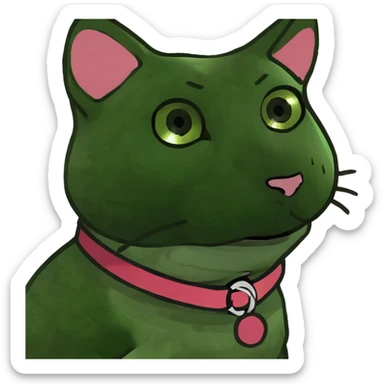 Gray tabby with pink nose and geeen eyes sticker