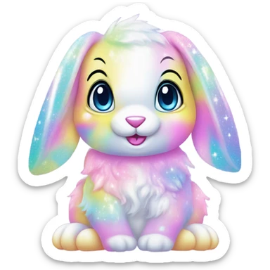 Lisa frank pastel sparkle easter bunny sticker