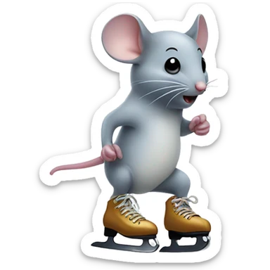 Mouse with ice skates sticker