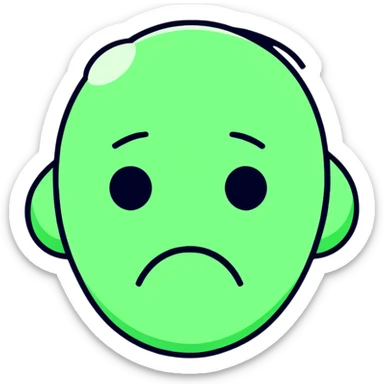 Minimalist Maya-style sad face emoji with no reply message, only white and deep green colors, flat design, clean lines sticker