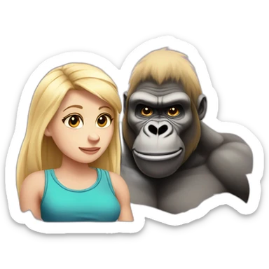 Buff Gorilla with a shy blonde girl sticker