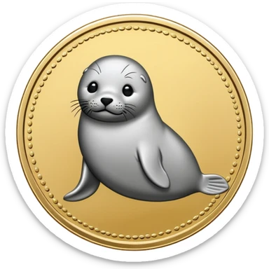 Make a coin engraved cute seal  whole body and coin price goes up sticker