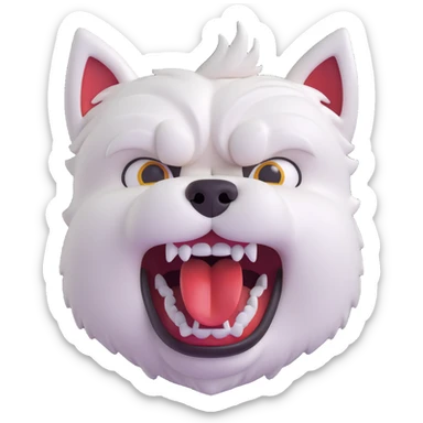 angry westie, 3D emoji style, furrowed brows, bared teeth sticker