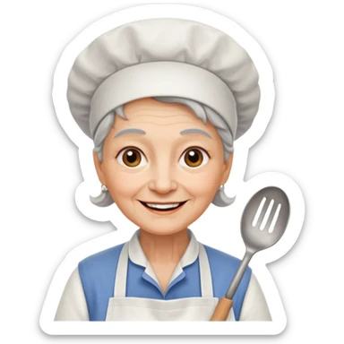 old woman kitchen worker sticker