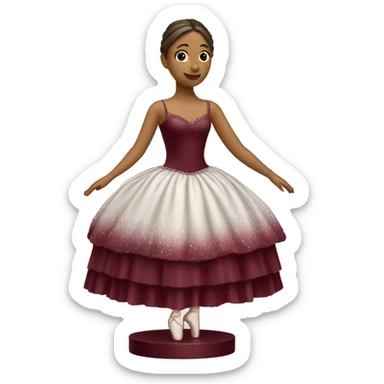 burgundy snowy music box with ballerina standing back sticker