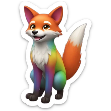 Rainbow Fox Full Body sticker
