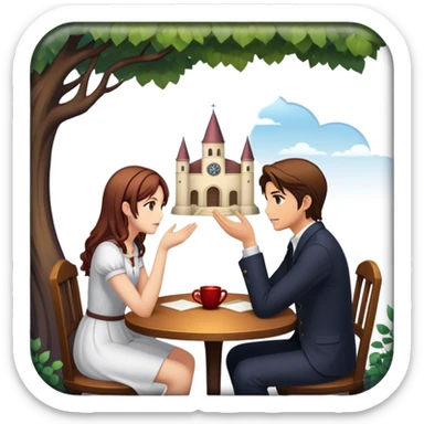 An icon representing a visual novel game, with a detailed background featuring a romantic or mysterious setting. Characters are in conversation, with dialogue boxes visible. The design captures the immersive storytelling and emotional depth of visual novels, set against a transparent background. sticker