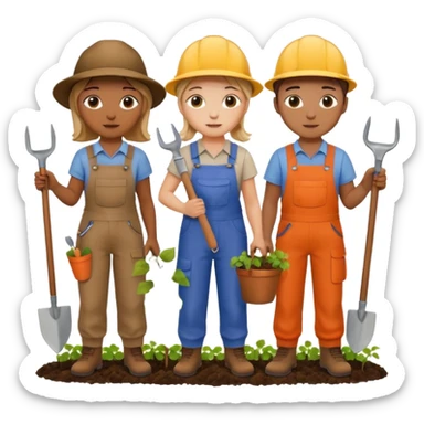 Make a photo of 5 project managers, specificly 3 girls and 2 boys, that are making project for improvment of the vineyard sticker