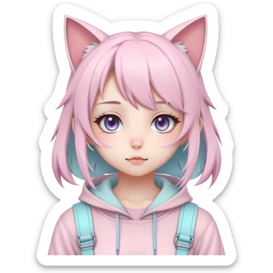 Edgy Cute Realistic Kawaii Cute Cool Pastel Cartoon Beautiful Elegant Pretty Anime Punk Techwear Gothic Catgirl sticker