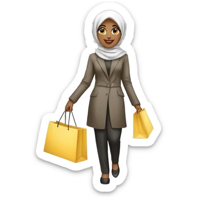 Fashionable-Muslim-girl-shopping-shopping bags sticker