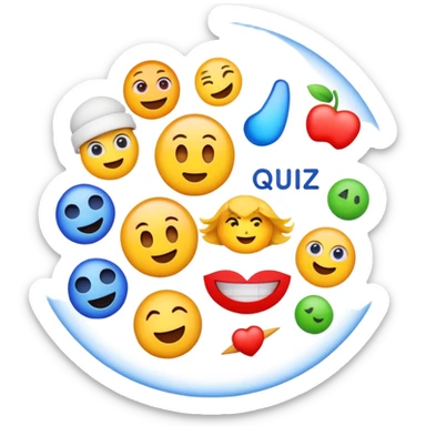 A title logo for "The Emoji Movie Quiz" with fun colorful movie and quiz elements sticker