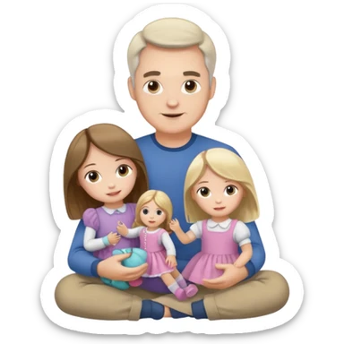 father and daughter playing dolls full body sticker