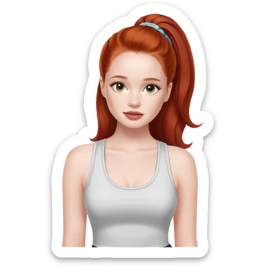 American actress Madelaine Petsch with thank top  sticker