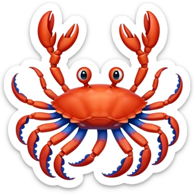 a red crab with two claws and a blue octopus are friends sticker