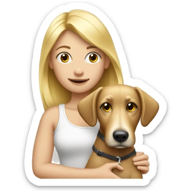 a blond girl with york dog sticker