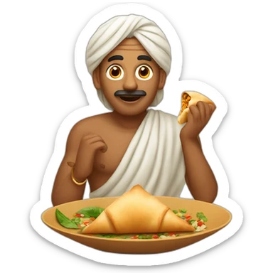 indian man eating a samosa sticker
