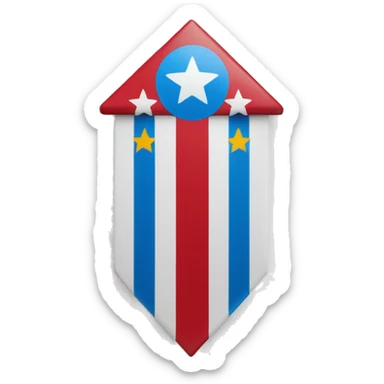 Bandeira predominantemente vermelha com uma listra branca na diagonal esquerda e estrela azul ao centro sticker