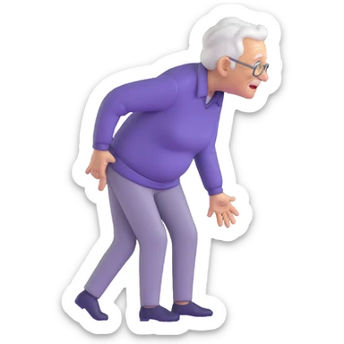 elderly person with hand on back, wincing in pain sticker