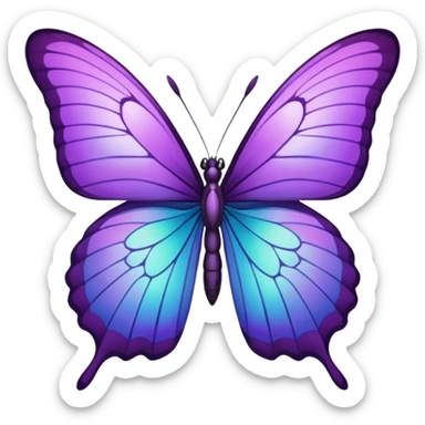 Purple butterfly with sharp ends on each wing sticker