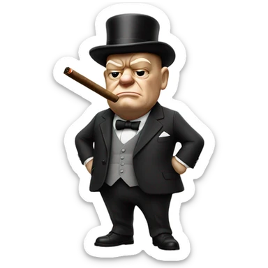 winston chuchill smoking cigar sticker