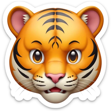 Cinematic Comical Tiger Portrait Emoji, Head tilted dramatically with an exaggeratedly shocked expression, featuring a sleek, muscular build with wide, comically expressive eyes full of humorous disbelief, Simplified yet hilariously expressive features, highly detailed, glowing with a slightly sassy wild glow, high shine, dramatic yet playful, stylized with an air of quirky feline attitude, soft glowing outline, capturing the essence of a meme-worthy tiger that looks ready to side-eye its way into viral fame! sticker