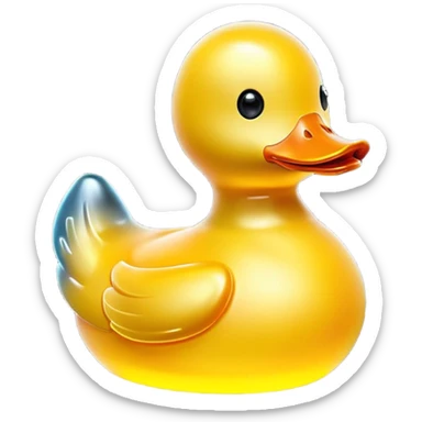 glowing glass rubber duck,  minimalistic yellow transparent glass 3d neon glowing sticker
