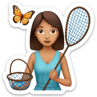woman holding butterfly net sticker