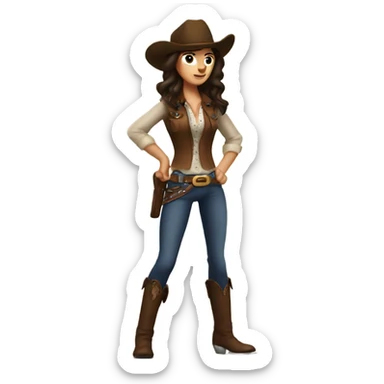 Brunette with freckles punches tall cowboy sticker