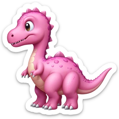 Pink dinosaur with a light pink bow sticker