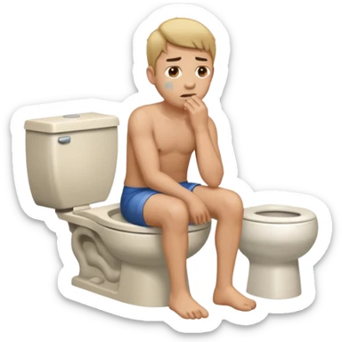 A man having diarrhea on the toilet sticker