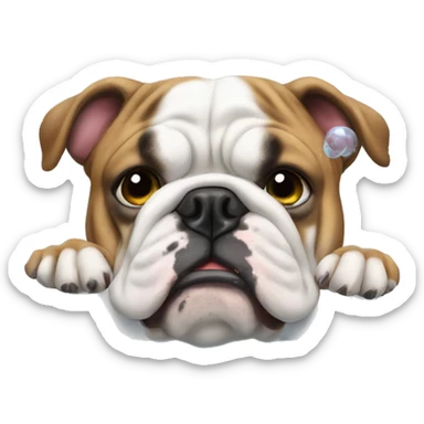 Bulldog in the tub with bubbles sticker
